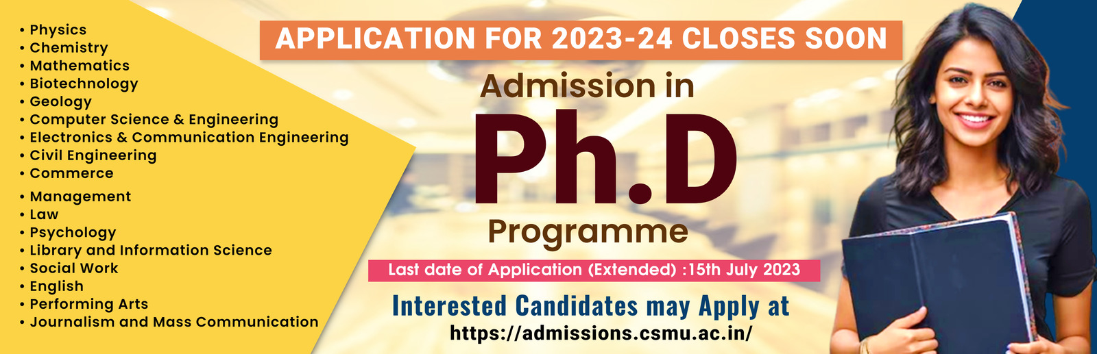 Research and Development Cell Admission Notification